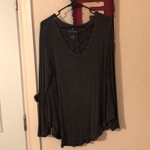 Cage Front Long Sleeve American Eagle Top